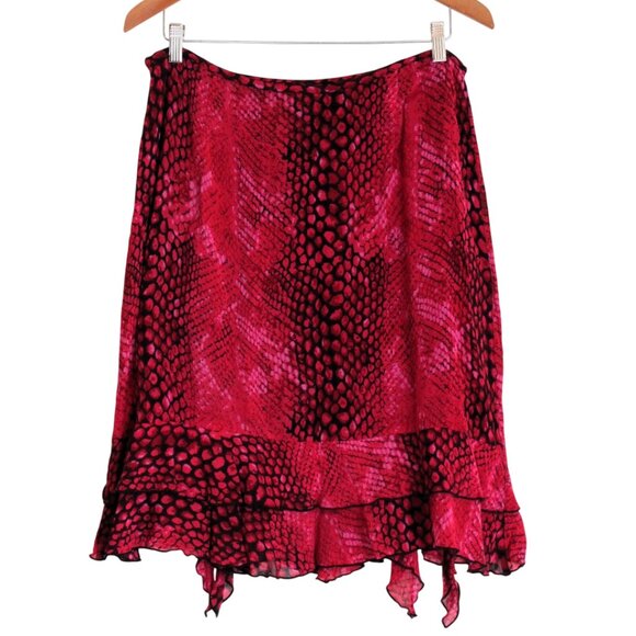 Stonebridge Skirt Sz 16 Pink Black Lined Leopard Animal Print Shark Bite A-Line - Picture 3 of 6